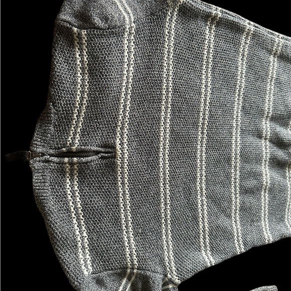 Talbots Gray and White Crewneck Sweater Striped Knit - Picture 2 of 4